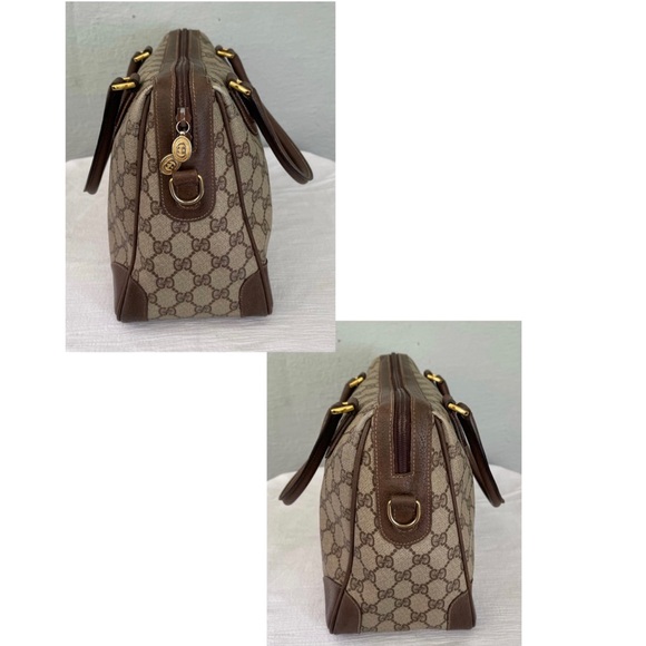 Vintage 80's GUCCI Classic GG Monogram PVC Vinyl Satchel Tote Crossbody Bag - Picture 7 of 13